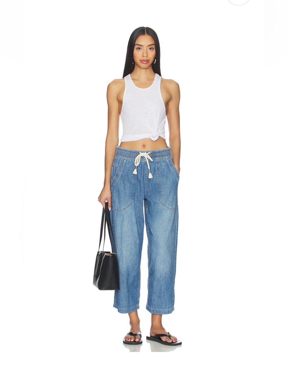 We The Free Light Blue Elastic Waist Denim Pants